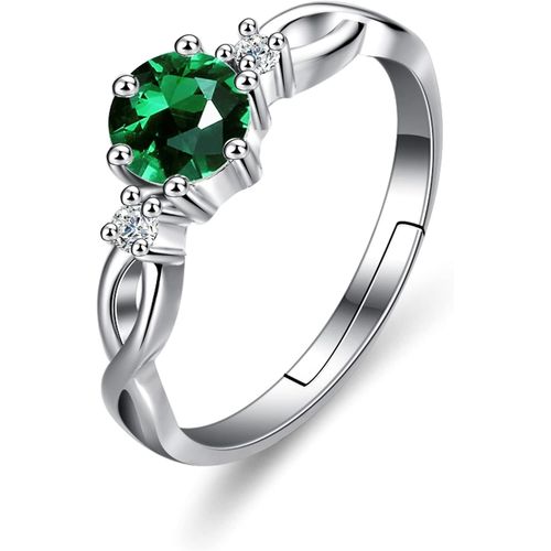 Bague Réglable Anneau Argent Sterling 925 Avec Pierre De Naissance,Bague De Fiançailles Avec 0.7ct De Zircone Cubique,Bijoux Pour Femme Et Fille.[Y688]