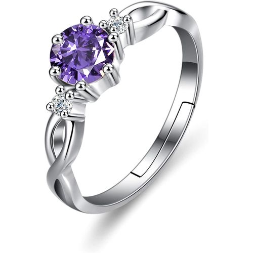 Bague Réglable Anneau Argent Sterling 925 Avec Pierre De Naissance,Bague De Fiançailles Avec 0.7ct De Zircone Cubique,Bijoux Pour Femme Et Fille.[Y687]