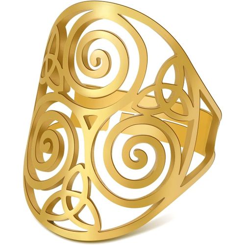 Bague Celtique Triskele Bague Triquetra Bague Triskelion Ancienne Bague Celtique Spirale N?ud De La Trinité Amulette De Protection Bijoux En Inoxydable Cadeaux Pour Femmes Noël.[Y505]