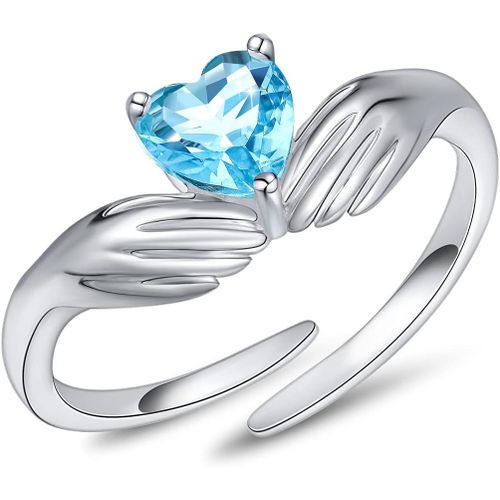 Ajustable Bague Pour Femme Je Veille Sur Toi Pour Toujours Argent Sterling 925 Bague De Coeur Câlin Bagues Pour Femmes Bagues De Pierres De Naissance.[Y796]