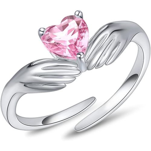Ajustable Bague Pour Femme Je Veille Sur Toi Pour Toujours Argent Sterling 925 Bague De Coeur Câlin Bagues Pour Femmes Bagues De Pierres De Naissance.[Y797]