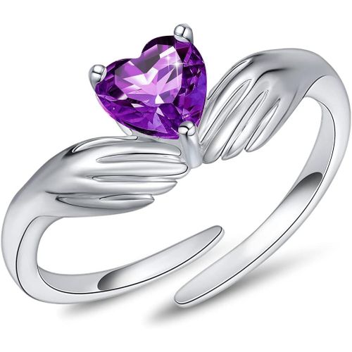 Ajustable Bague Pour Femme Je Veille Sur Toi Pour Toujours Argent Sterling 925 Bague De Coeur Câlin Bagues Pour Femmes Bagues De Pierres De Naissance.[Y795]