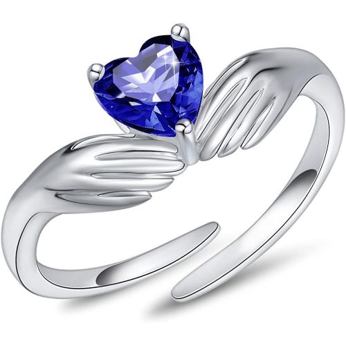 Ajustable Bague Pour Femme Je Veille Sur Toi Pour Toujours Argent Sterling 925 Bague De Coeur Câlin Bagues Pour Femmes Bagues De Pierres De Naissance.[Y799]