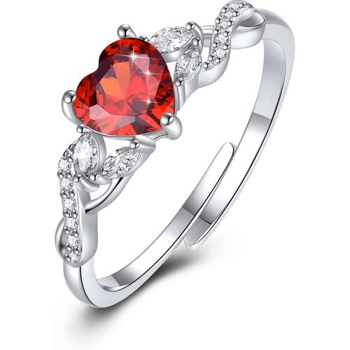 Bague Femme Fiançailles Argent 925 Avec 12 Pierres De Naissance Oxyde De Zircon Bague De Mariage Coeur Anneau Bijoux Cadeau Anniversaire Pour Maman Fille Femme.[Y943]