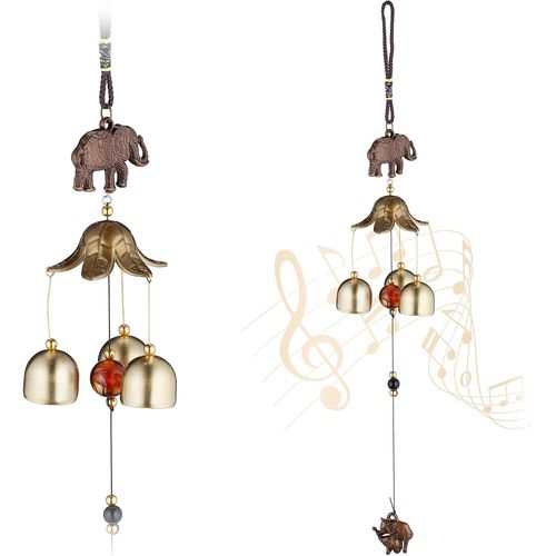 Carillon à de 2,déco Feng Shui,Suspendre,pour intérieur et extérieur,doré et Noir.[P421]