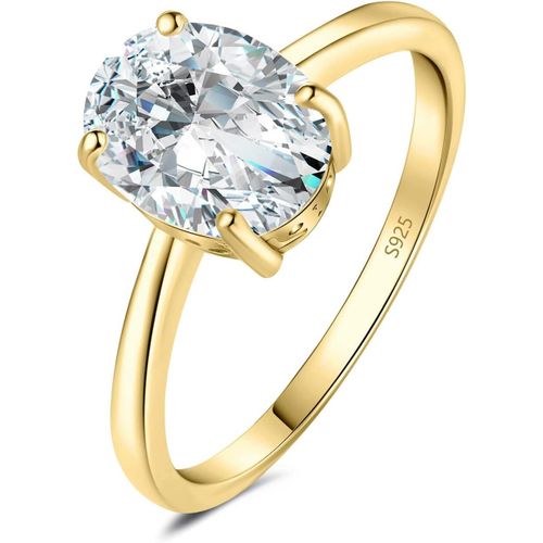 1-2ct Classique Cubic Zirconia Bague Ovale Solitaire Pierre Argent Massif 925 Femme,Plaqué Or Jaune Or Rose Bague Diamant Simulé Fiançailles Mariage,Ensemble Parure Bijoux Mariee.[Y101]