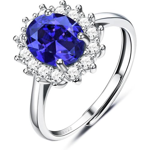 Bague Femme En Argent 925 Pour Femme,Bague Femme Fiançailles Argent 925 Avec Saphir,Bague Argent Réglable,Anniversaire Bijoux Pour Elle.[Y19]