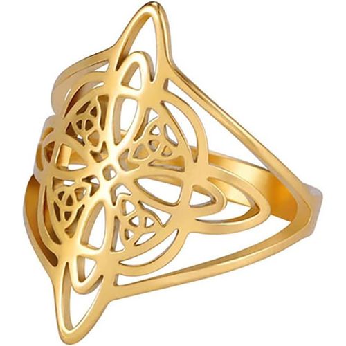 Bague N?ud De Sorcière Pour Femme En Inoxydable Chic Élégant Style Géométrique Sorcellerie Celtique Trinité Bague Wiccan Bijoux Cadeau Fête Des Mères Anniversaire.[Y1152]