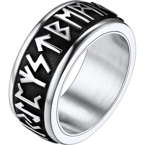 Anti Stress Bague Homme Viking Runes Inoxydable,Anneau Alliancetournante Viking Nordique Taille 54-64,Bijoux Vikings Porte Bonheur Gothique.[Y339]