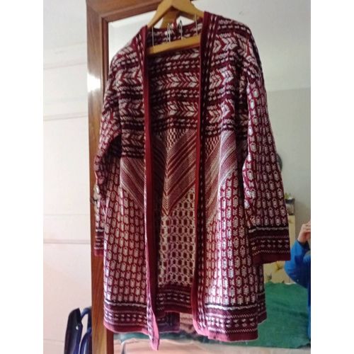 Boléro Long Bordeaux/Blanc 42 Xl Camaïeu.