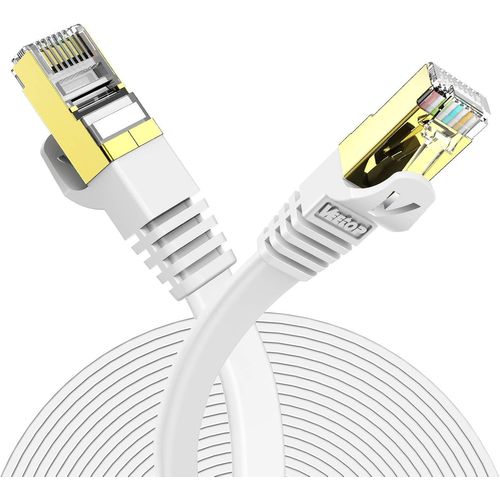Cable Ethernet Rj45 Plat Cat 7 Câble De Réseau 10 Gigabit/s 1m Blanc.[T1053]
