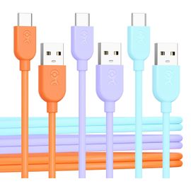 Lot de 3 flexibles cable USB A vers USB C avec charge rapide 3A - 0,9m (cable USB C vers USB A) en Multicolore, compatible avec iPhone 15/15 Pro/15 Plus, iPad Pro, Samsung Galaxy S23.[F1058]