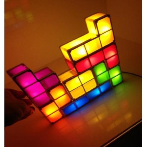 Lampe de Bureau Bloc Bricolage Tetris Puzzle Lumière Empilable LED