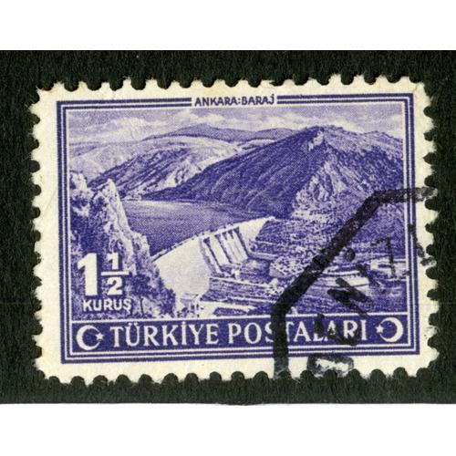 Timbre Oblitéré Turkiye Postalari, Ankara-Baraj, 1 1/2 Kurus