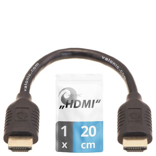 cable HDMI court, 20cm - 4k, ARC, Ultra HD, Ethernet, high Speed - noir, pour TV, Macbook, PC, PS5 0,2m.[T1457]
