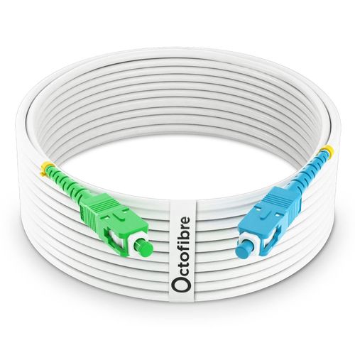 Ca¿ble Fibre Optique Freebox - 15m - Renforce¿e avec Blindage Kevlar - Rallonge/Jarretiere - SC APC vers SC UPC - Garantie 10 Ans.[T1490]