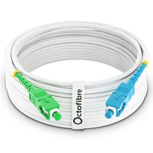 Ca¿ble Fibre Optique Freebox - 20m - Renforce¿e avec Blindage Kevlar - Rallonge/Jarretiere Fibre Optique - SC APC vers SC UPC - Garantie 10 Ans.[T1489]