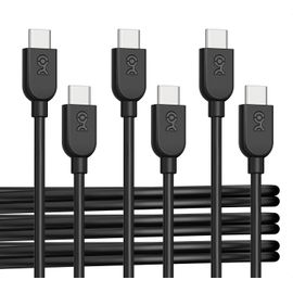 Lot de 3 câbles de charge USB C avec Power Delivery 60W - 0,9m (cable USB C vers USB C) en noir, compatible avec iPhone 15/15 Pro/15 Plus, iPad Pro, Samsung Galaxy S23.[F803]
