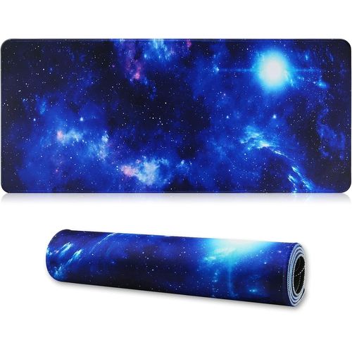 Tapis de Souris de Jeu XXL, Tapis de Souris étendu Bords Cousus 2MM Base en Caoutchouc antidérapant 90x40cm Tapis de Bureau pour Jeux/Bureau/Affaires 90x40 Bluespace04.[F135]