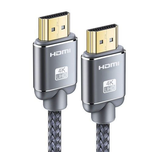 Câble HDMI 4K 0.5m Câble HDMI par Ethernet en Nylon Tressé Supporte 3D/ Retour Audio - Cordon HDMI pour Lecteur Blu-Ray/ PS3/ PS4/ Netfix/Fire TV/Ecran - Gris.[T100]