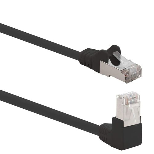 Câble réseau Cat.6 angle 90 degrés 3,0 m - noir - 1 pièce - Câble patch Cat6 (SFTP PIMF) 1000Mbit/s Prise Rj 45-1 x 3,0 m mètre noir.[T1274]