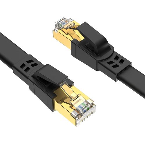 Cat 8 Câble Ethernet 3m - Câble Réseau 40Gbps 2000MHz Plat STP RJ45 LAN Câble Compatible avec Routeur Modem Switch - Noir.[T665]