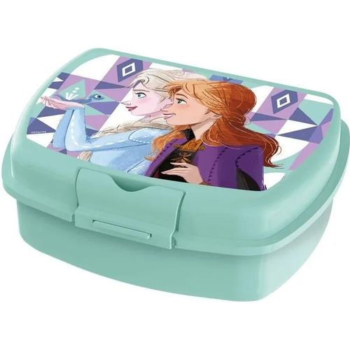 Tataway Boîte à sandwich Disney bleue pour filles en plastique Frozen Elsa et Anna Utile pour emporter des collations hors de la mai