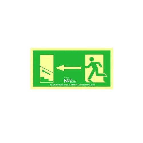 Enseigne Évacuation Escaliers Supérieur Gauche Pvc 0,7mm Classe B 32x16cm B11151 Normaluz