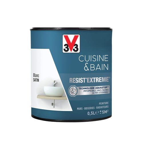 Peinture Cuisine et Bains R'E Satin Blanc Pot 0.5l