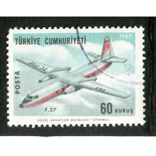 Timbre Oblitéré Turkiye Cumhuriyeti, F 27, 60 Kurus, Posta 1967