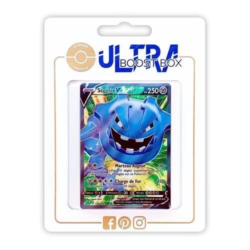 Steelix V 176 185 Full Art - Ultraboost X Epée Et Bouclier 4 Voltage Éclatant - Coffret De 10 Cartes Pokémon Françaises