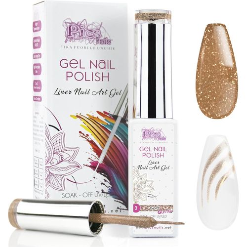 Vernis À Ongles En Gel Semi-Permanent Nail Art Uv/Led 10 Ml (3. Or Pailleté) 