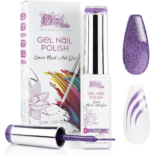 Vernis À Ongles En Gel Semi-Permanent Nail Art Uv/Led 10 Ml (2. Violettes Pailleté) 
