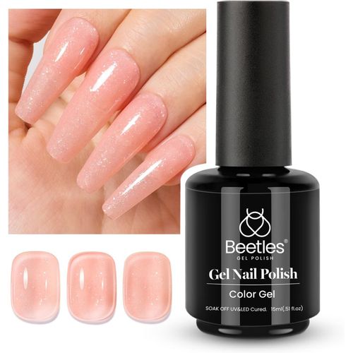 15 Ml Nude Shimmer Vernis Semi Permanent Nude, Ballet Délicat Vernis À Ongles Gels Sèche Sous Lampe Uv/Led, Cadeaux De Manucure Nail Art Bricolage 