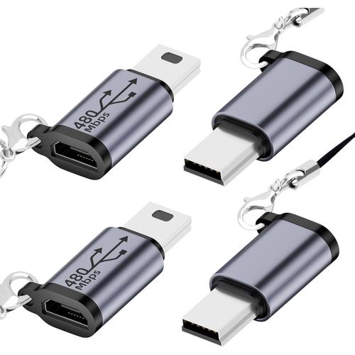 Adaptateur Micro USB vers Mini USB (Lot de 4), Connecteur Femelle Micro USB vers Mini USB Mâle, Adaptateur USB Mini vers Micro USB Compatible avec Les Appareils Photo Numériques, Ordinateurs.[F1180]