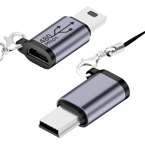 Adaptateur Micro USB vers Mini USB (Lot de 2), Connecteur Femelle Micro USB vers Mini USB Mâle, Adaptateur USB Mini vers Micro USB Compatible avec Les Appareils Photo Numériques, Ordinateurs.[F614]