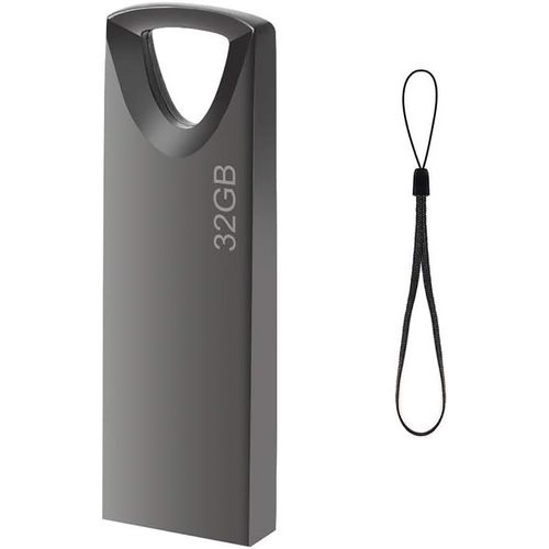 Clé USB 32 GO, Mini Cle USB 32 Giga Métal Clef USB 32GO Imperméable USB Flash Drive 32GB avec Crochet pour Ordinateur Portable/PC/Voiture etc (Gris).[F94]