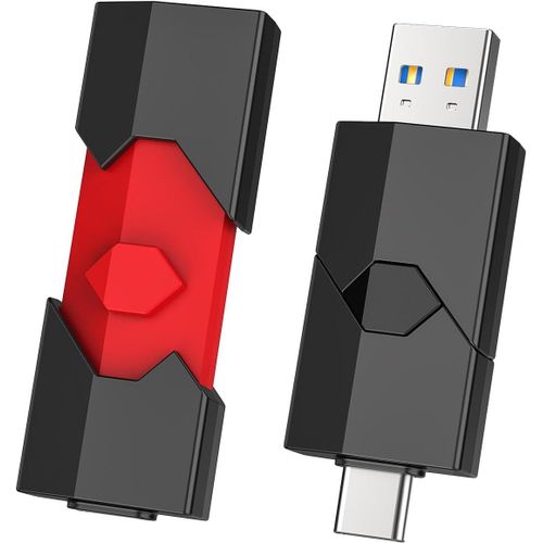Clé USB C 64Go 3.0, Lot de 2 Clé USB C 64 Go 3.0 Clef USB C Dual USB rétractable Double Connectique pour Smartphone/TV/PC Tablette/Ordinateur.[F516]