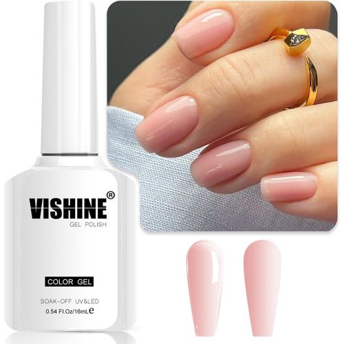 16ml Vernis Gel Semi Permanent Nude Rose, Vernis Gel Jelly Couleur Neutre Translucide Vernis Gel Uv Naturel Soak Off Uv Ledgel Nail Art E022 