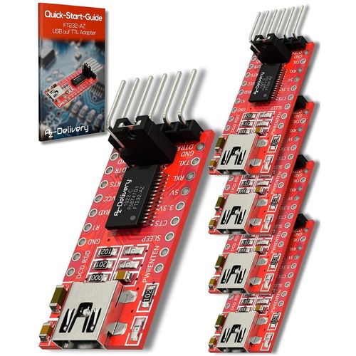 5 x Adaptateur Compatible avec FT232RL, Indicateur de Communication d'Émetteur-Récepteur RXD/TXD, Module Convertisseur USB vers TTL 3.3V 5.5V Compatible avec Arduino et Raspberry Pi.[F56]