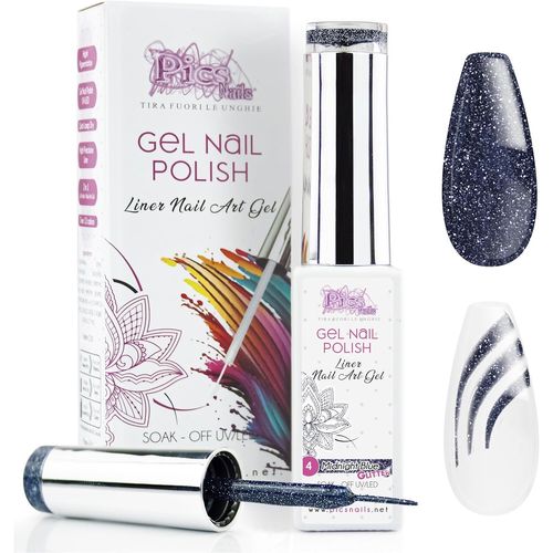 Vernis À Ongles En Gel Semi-Permanent Nail Art Uv/Led 10 Ml (4. Bleues De Minuit Pailleté) 