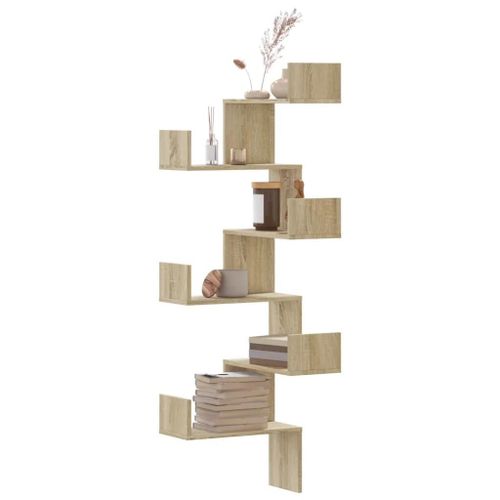 Étagère D'angle Murale Chêne Sonoma 45x45x147cm Bois Ingénierie