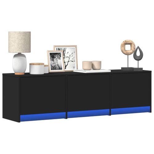 Meuble Tv Avec Led Noir 140x34x40 Cm Bois D'ingénierie