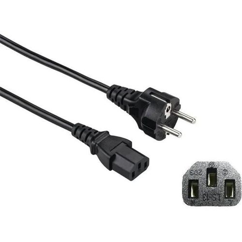 Câble d'alimentation - Power Cord - 1,8m - 3 noyaux - Contact de mise à la terre - Noir