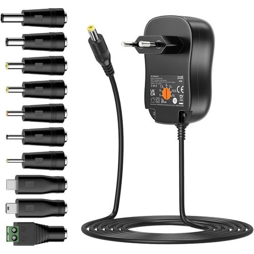 45W Adaptateur Secteur Universel AC à DC 5V 6V 7.5V 9V 12V 13.5V 15V 1A 2A 3A Alimentation,Adaptateur Multi-Tension avec Port USB 5V 2A et 10 Fiches CC pour l'électronique Domestique,3A Max
