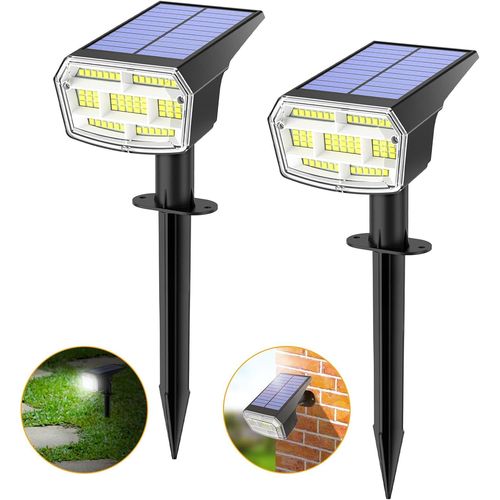 Lampe Solaire Exterieur Jardin,59 Led Spot Solaire Exterieur Avec 3 Modes De Luminosité,Ip67 Étanche Lumiere Solaire Exterieur Pour Jardin,Cour,Chemins [Blanc Froid].[Y1071]