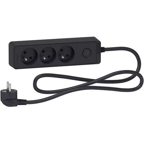 Zenitech SC5ST9331B Rallonge multiprises 3 Prises 2P,Noir Anthracite,Câble 1,5m.[Y126]