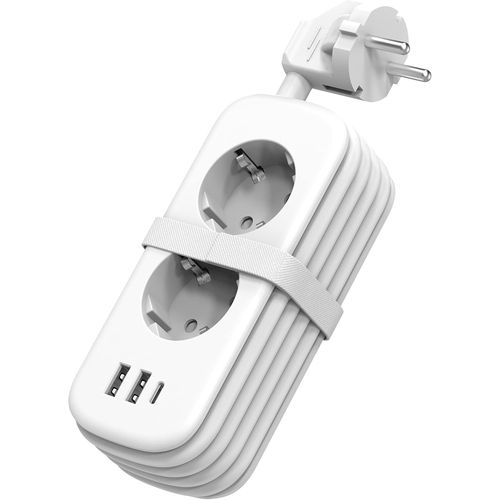 Chargeur USB Multiprise 1.5M avec 2 Prises AC,2 USB et 1 Type C,Protection Contre Les surtensions pour rallonge électrique avec Interrupteur pour Maison,Cuisine,Bureau,Tressé Câble.[Y137]