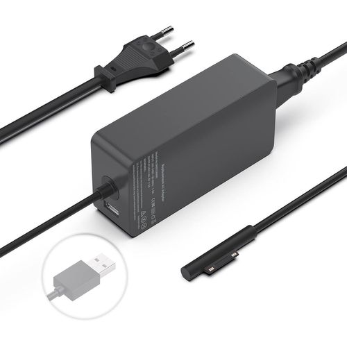 Chargeur Pro,15V Alimentation pour Microsoft Pro 11 10 9 8/Pro 7/Pro 7+/Pro 6/Pro 5/Pro 4/Pro 3/X,Laptop,Book,Go Notebook/Tablette Chargeur avec Port USB