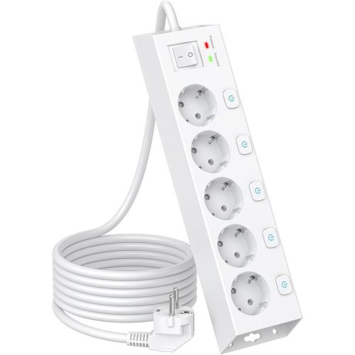 Multiprise 4 Prises avec 5 Interrupteurs Individuelles,Multiprise Electrique Surtension 1050J et Rallonge Electrique 2M.[Y559]